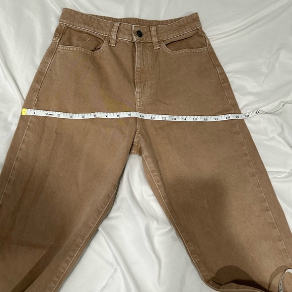 Tan High-Waisted Straight Leg Jeans - Picture 7 of 8